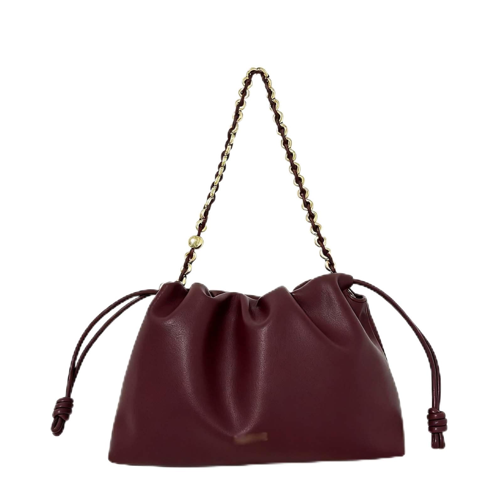 Leather Drawstring Bucket Bag