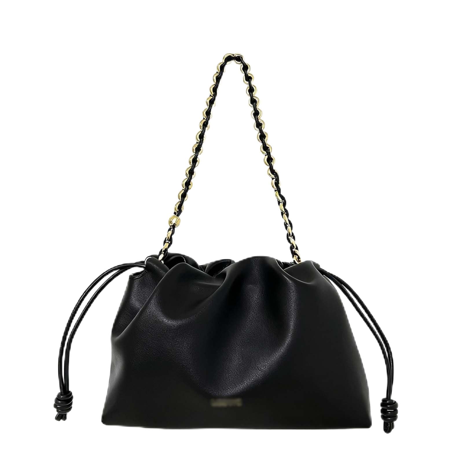 Leather Drawstring Bucket Bag