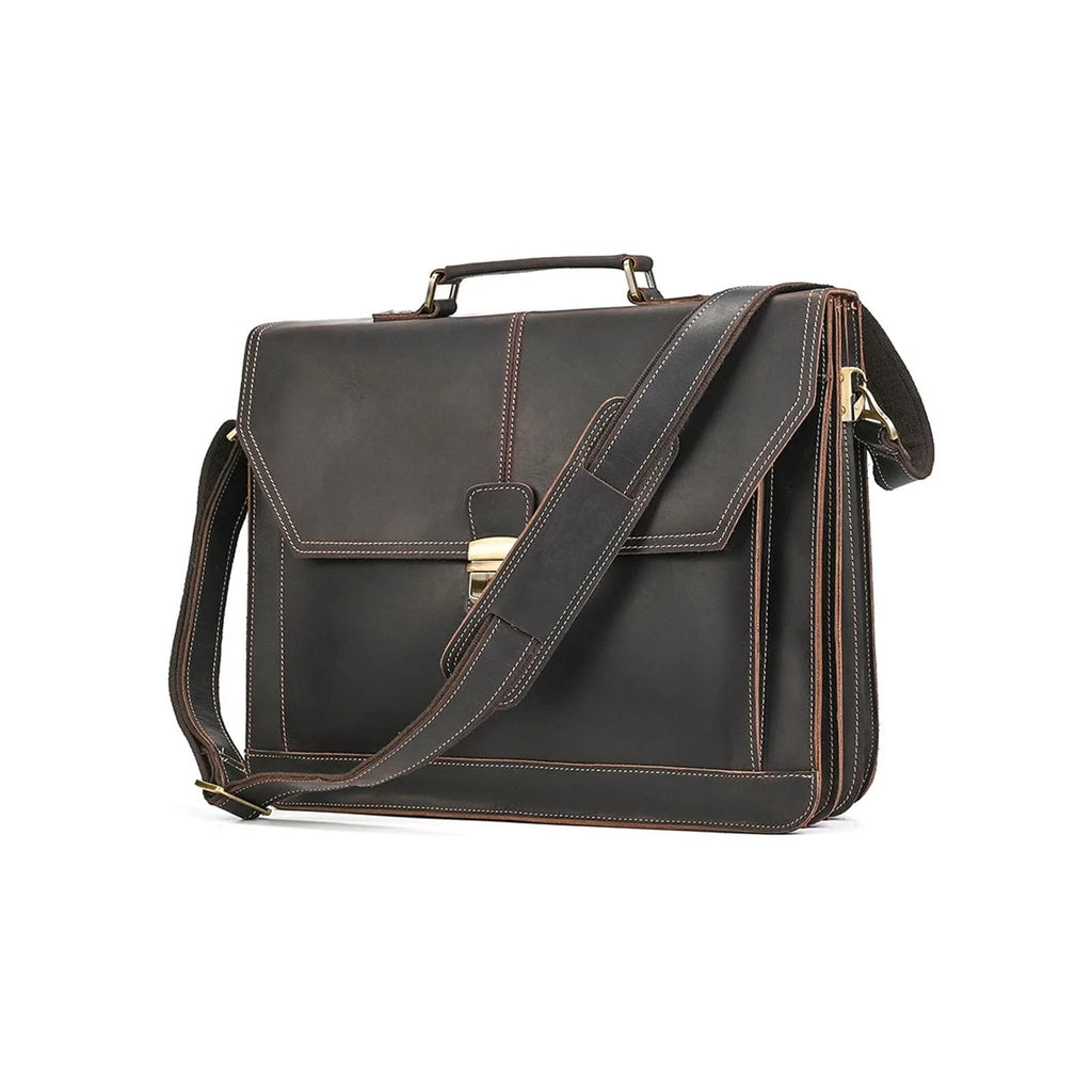Vintage Leather Messenger Briefcase
