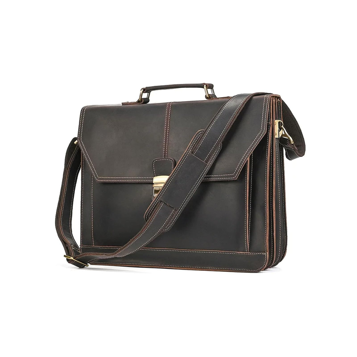 Vintage Leather Messenger Briefcase