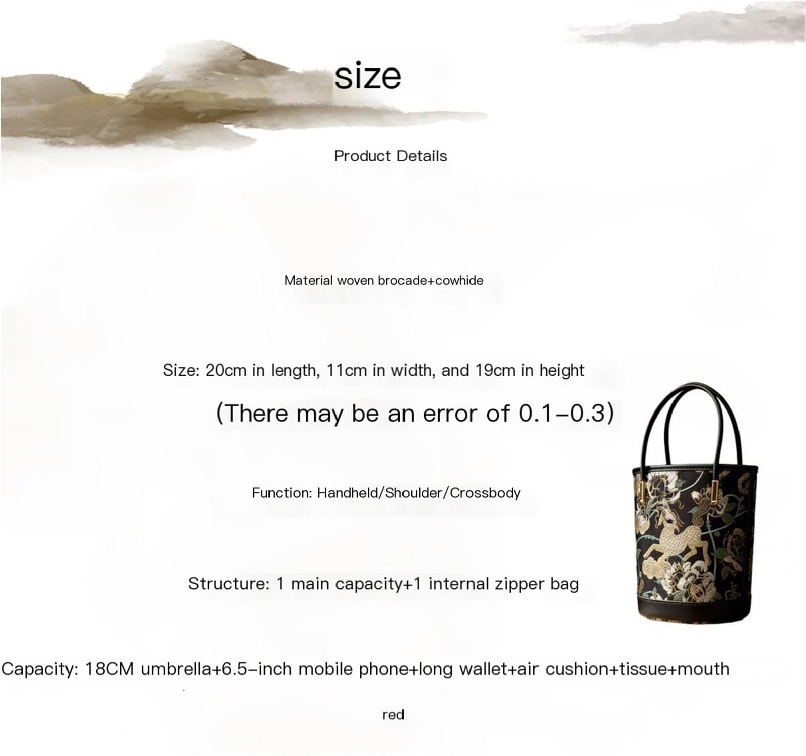 Brocade Satin Bucket Bag