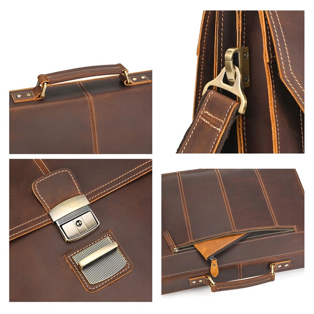 Vintage Leather Messenger Briefcase