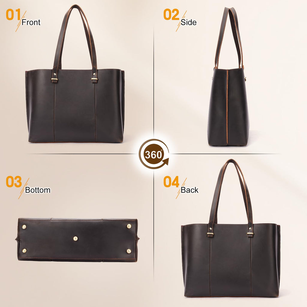 Vintage Leather Work Tote Bag