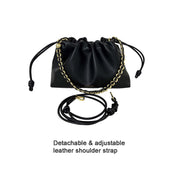 Leather Drawstring Bucket Bag