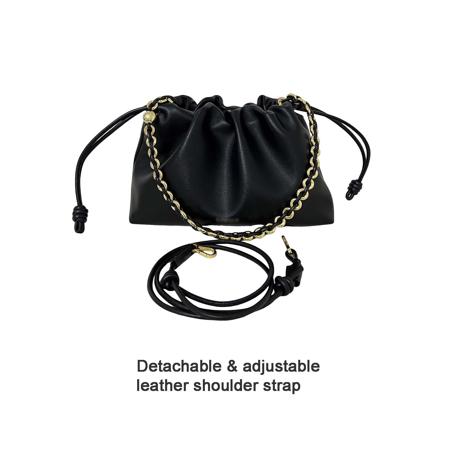 Leather Drawstring Bucket Bag