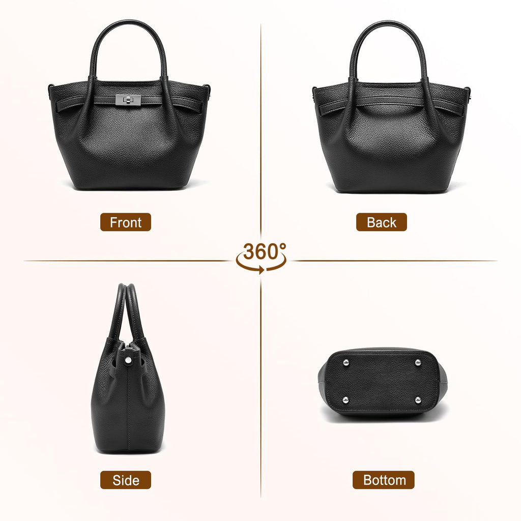 Leather Bucket Satchel Bag
