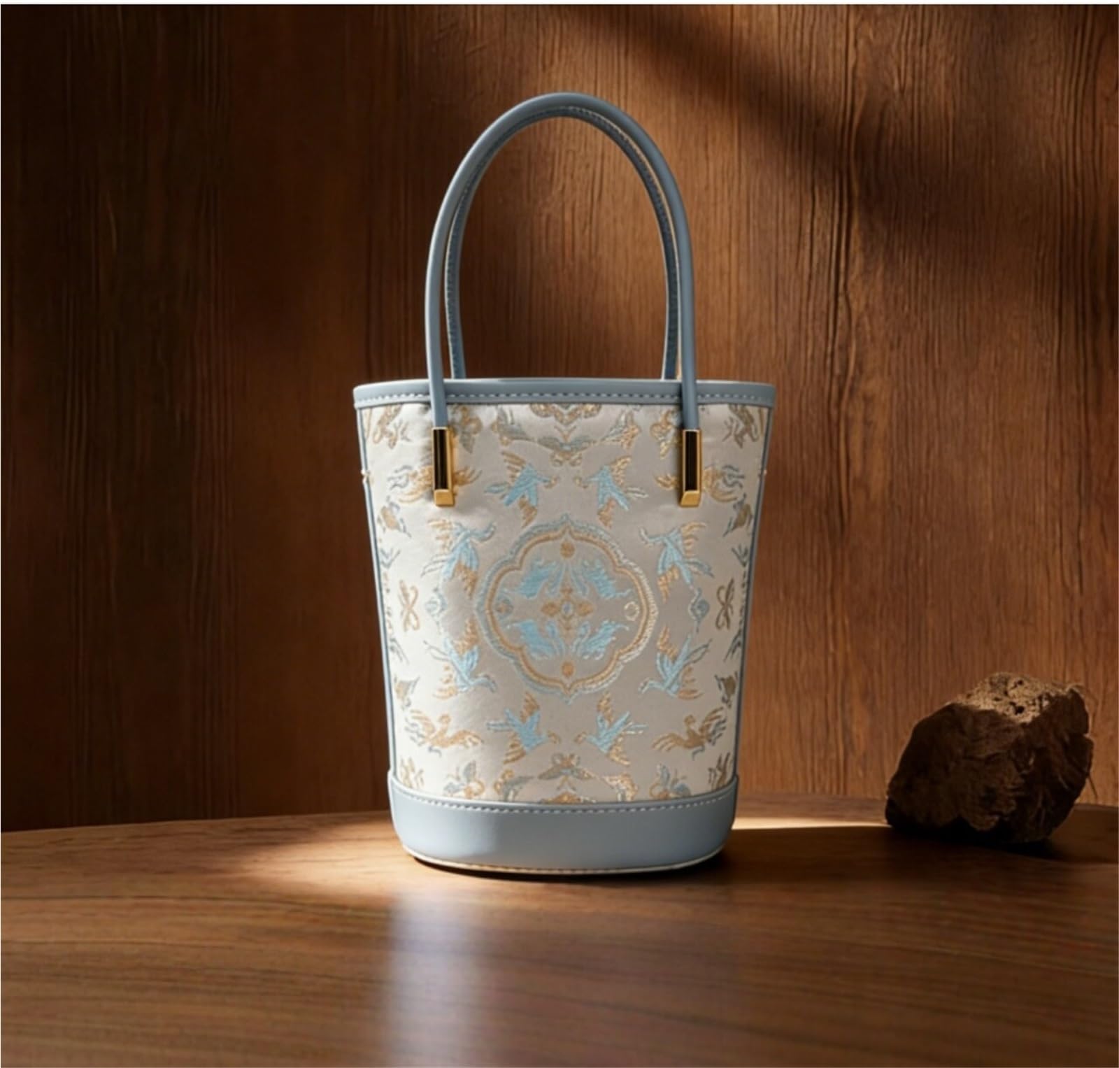 Crane Jacquard Mini Bucket Bag