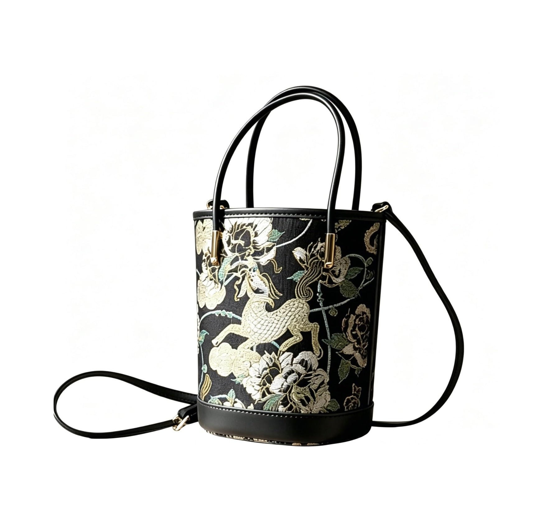 Brocade Satin Bucket Bag
