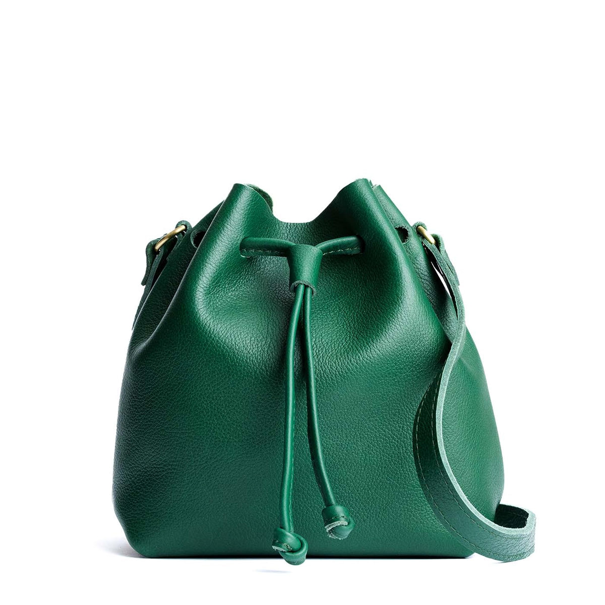 Leather Drawstring Bucket Bag