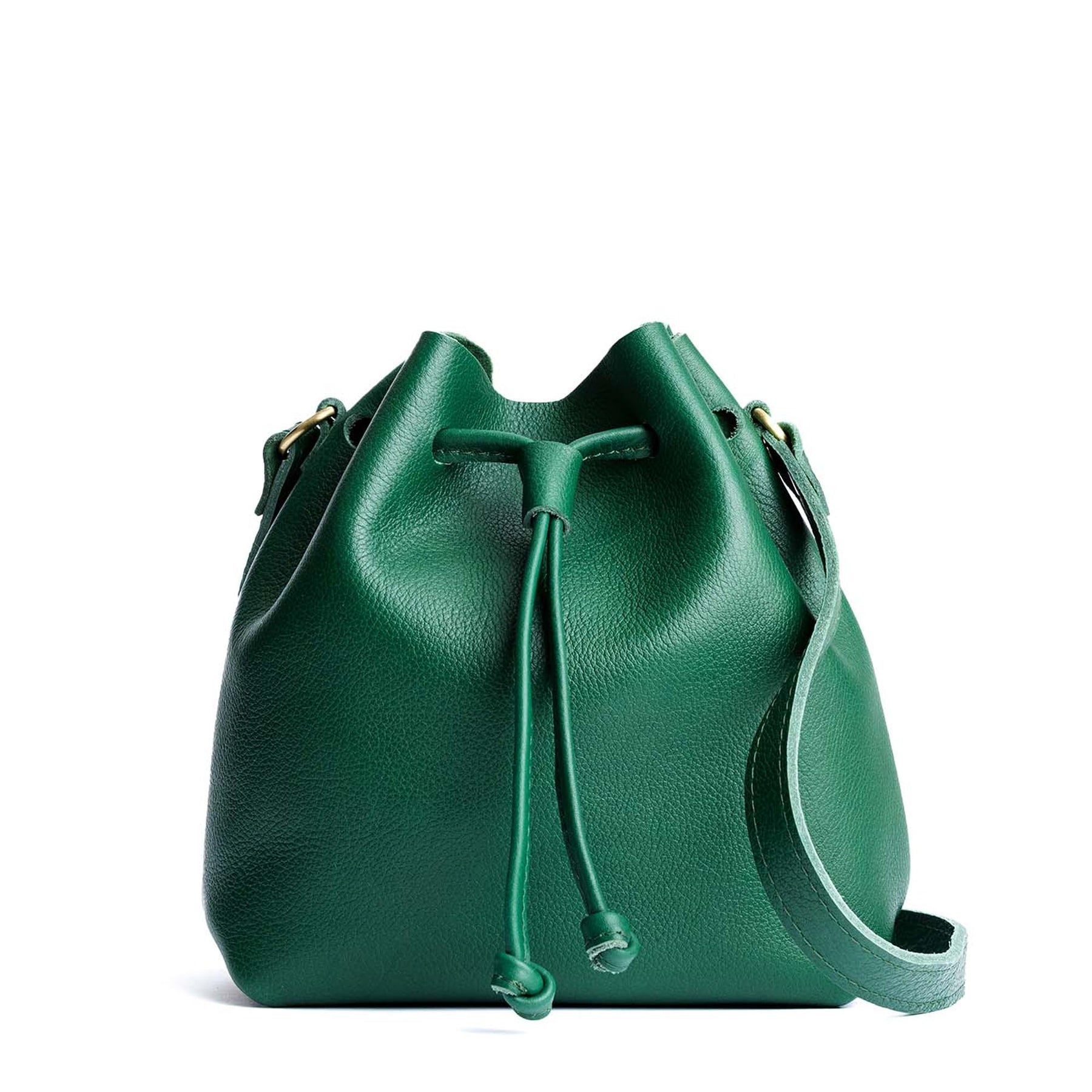 Leather Drawstring Bucket Bag