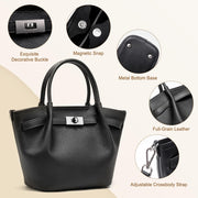 Leather Bucket Satchel Bag