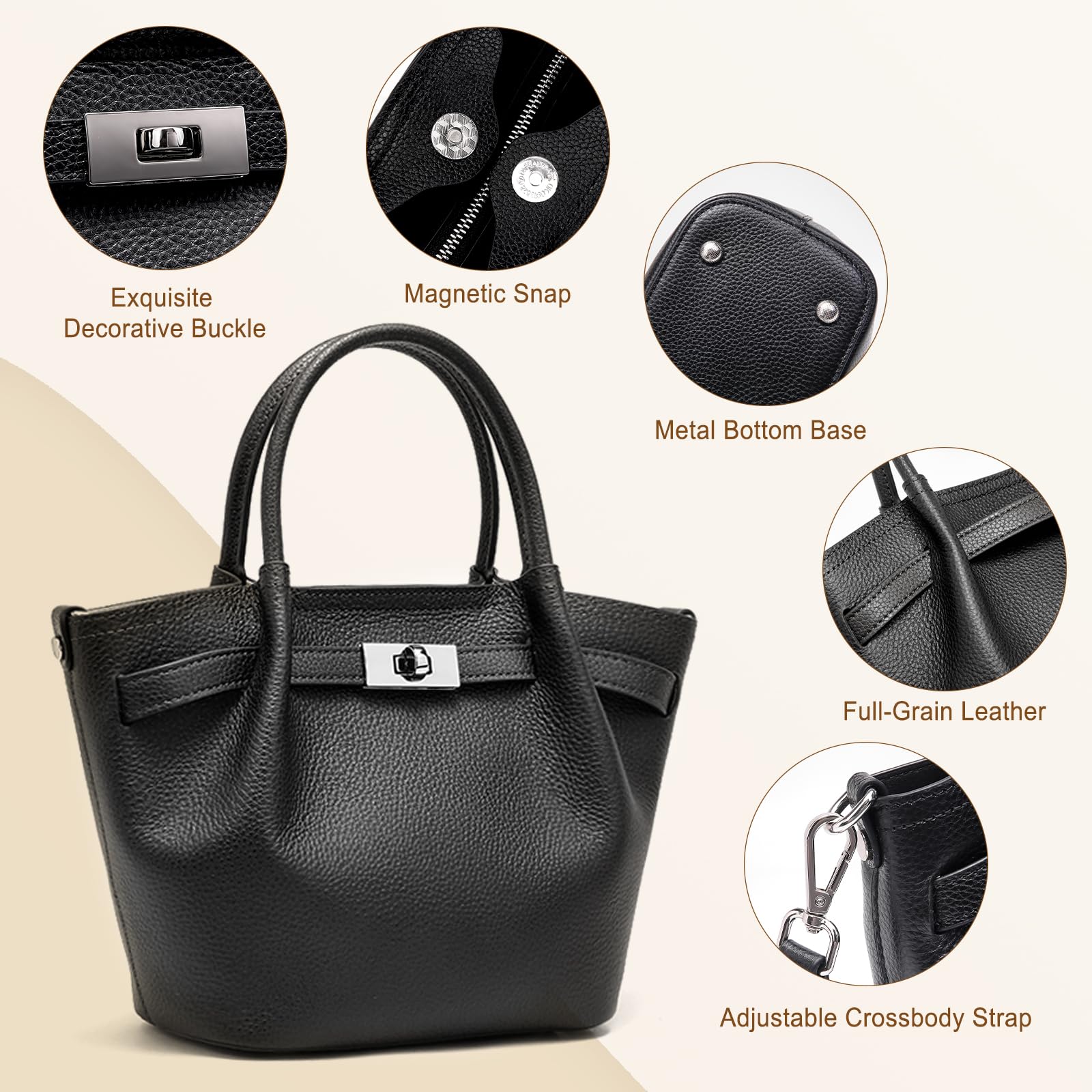 Leather Bucket Satchel Bag