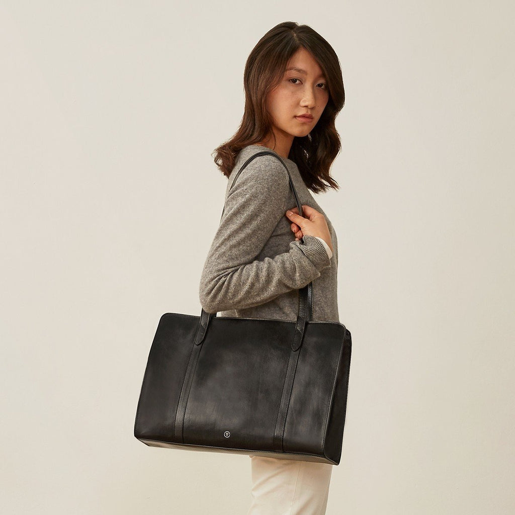Large Leather Work Tote Bag