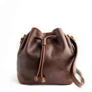 Leather Drawstring Bucket Bag