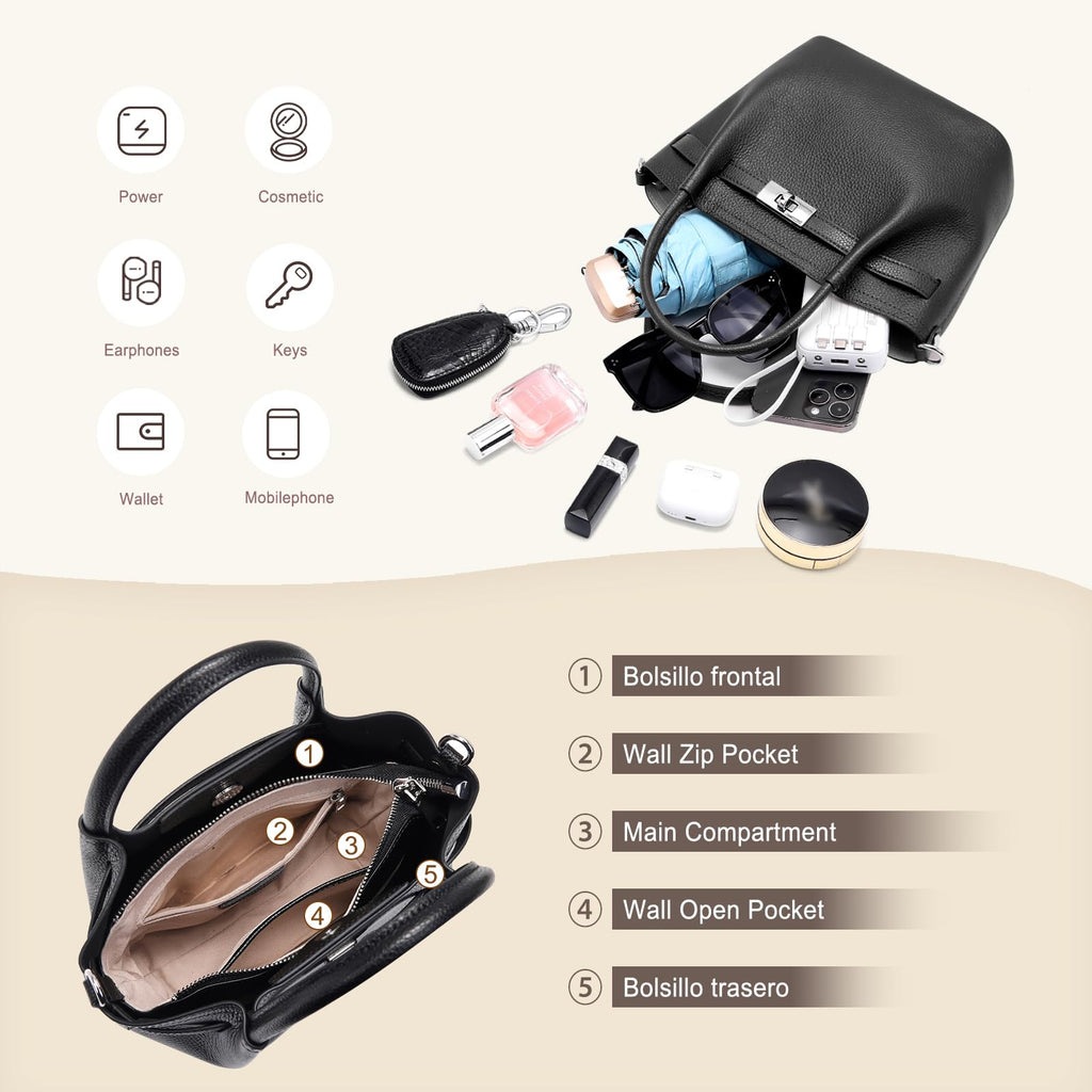 Leather Bucket Satchel Bag