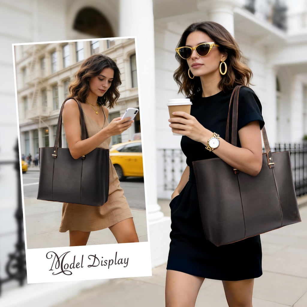 Vintage Leather Work Tote Bag