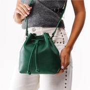 Leather Drawstring Bucket Bag