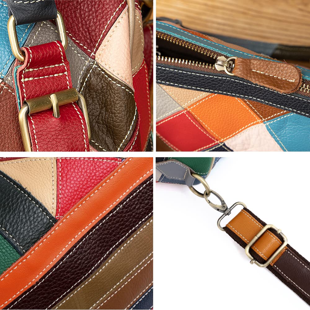 Color Block Leather Tote Bag