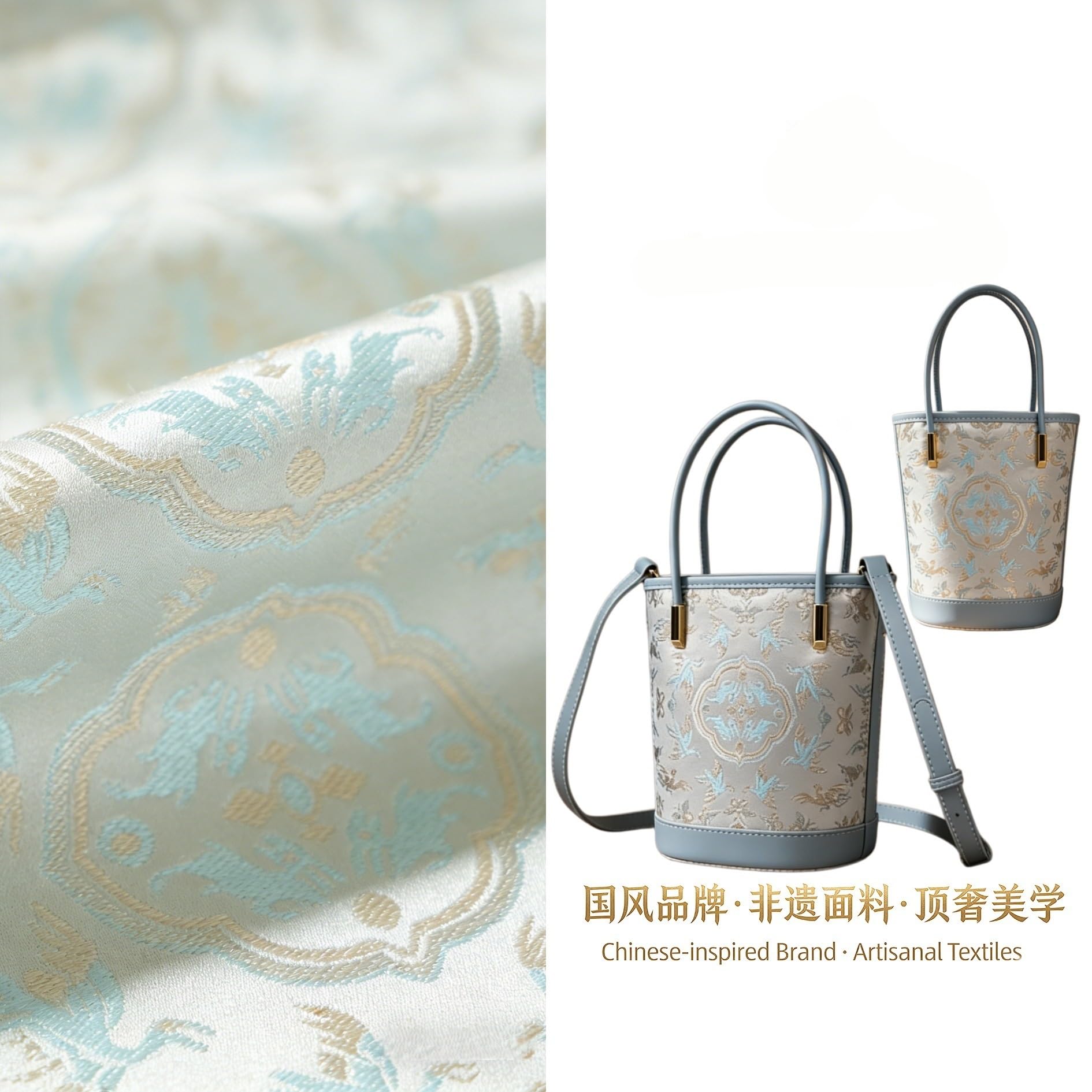 Crane Jacquard Mini Bucket Bag