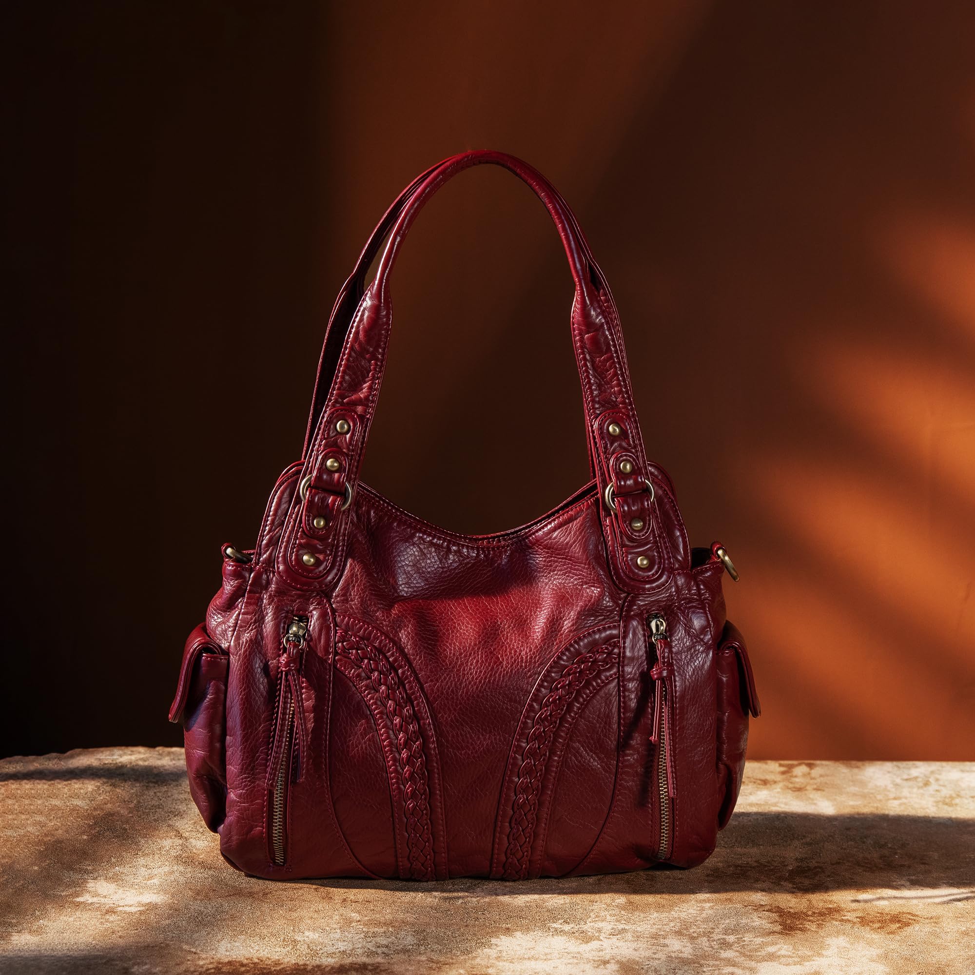 Washed Leather Hobo Bag