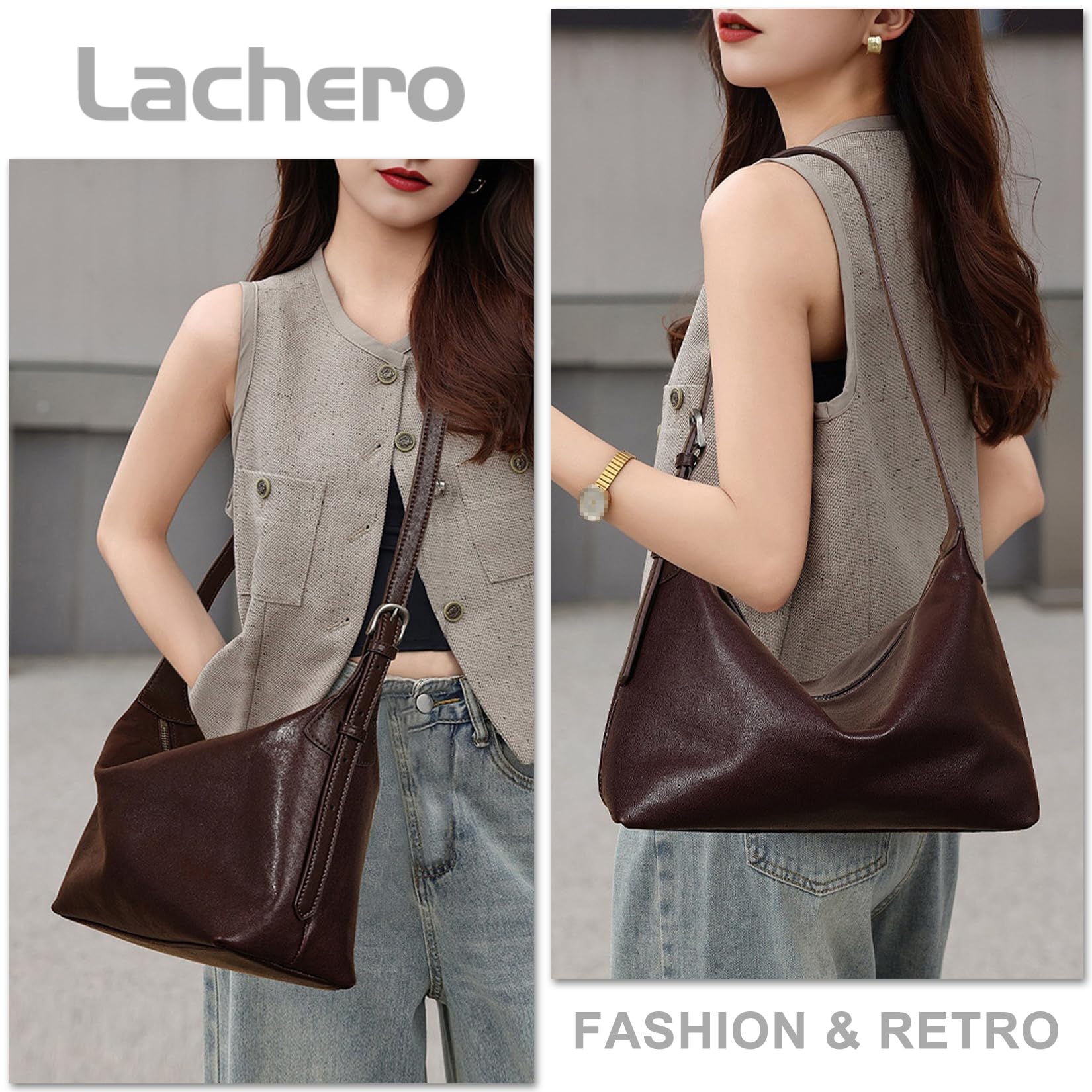 Leather Hobo Satchel Bag