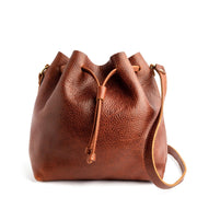 Leather Drawstring Bucket Bag