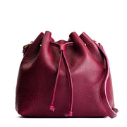 Leather Drawstring Bucket Bag